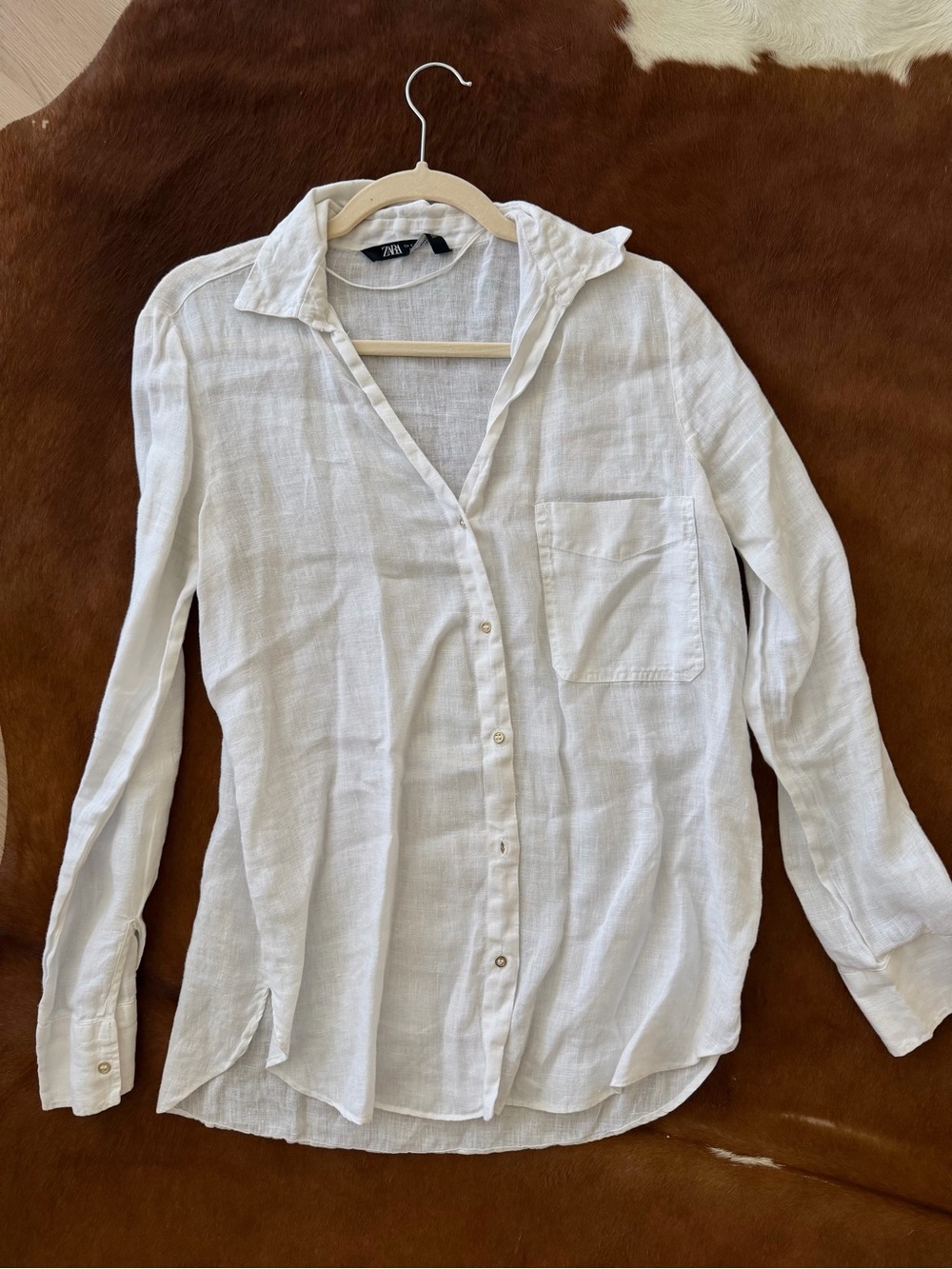 Zara white linen shirt size S